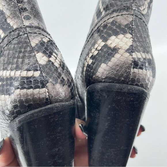 ALLSAINTS Rolene Animal Print Embossed Leather Western Block Heel Boots Size 7 - Picture 12 of 16